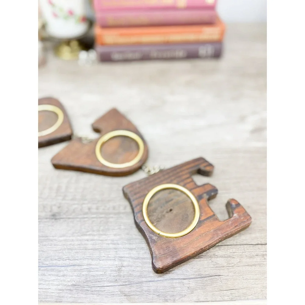 Vintage Wooden LOVE Hanging Photo Frame Set Brown Gold Rustic Wall Decor